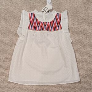 THML White Blouse with Multicolor Embroidery